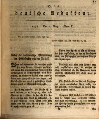 Der deutsche Redakteur Freitag 2. März 1798