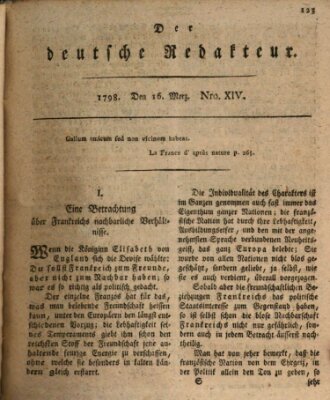 Der deutsche Redakteur Freitag 16. März 1798