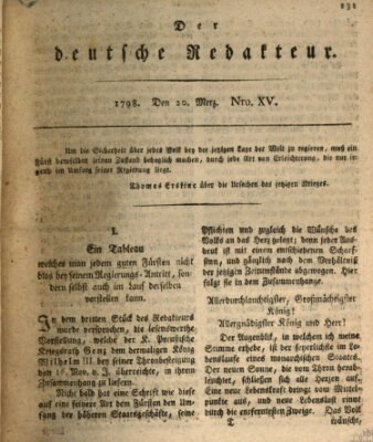 Der deutsche Redakteur Dienstag 20. März 1798