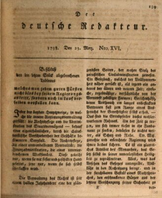 Der deutsche Redakteur Freitag 23. März 1798
