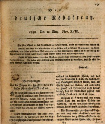 Der deutsche Redakteur Freitag 30. März 1798