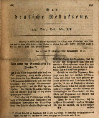 Der deutsche Redakteur Dienstag 3. April 1798