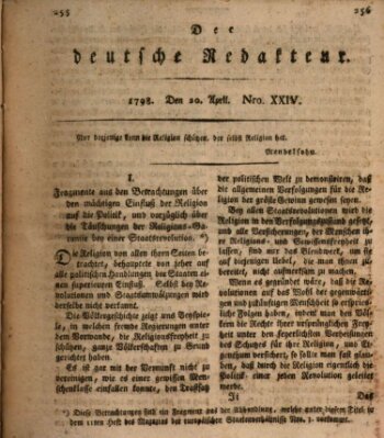 Der deutsche Redakteur Freitag 20. April 1798