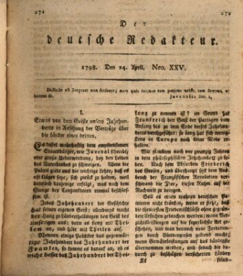 Der deutsche Redakteur Dienstag 24. April 1798