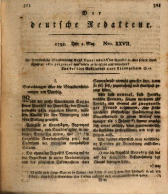 Der deutsche Redakteur Dienstag 1. Mai 1798