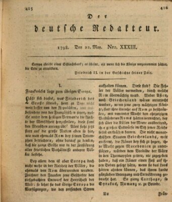 Der deutsche Redakteur Dienstag 22. Mai 1798