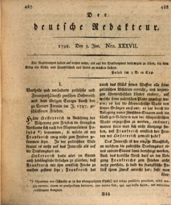 Der deutsche Redakteur Dienstag 5. Juni 1798