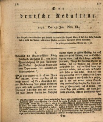 Der deutsche Redakteur Freitag 15. Juni 1798