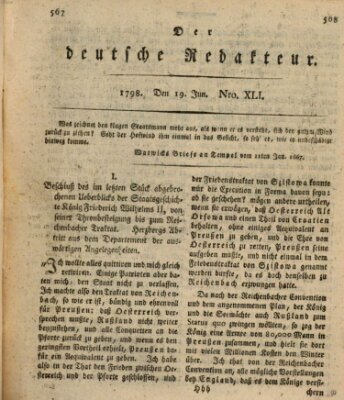 Der deutsche Redakteur Dienstag 19. Juni 1798