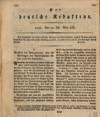 Der deutsche Redakteur Freitag 27. Juli 1798