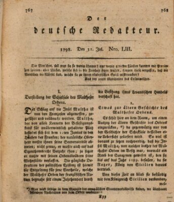 Der deutsche Redakteur Dienstag 31. Juli 1798