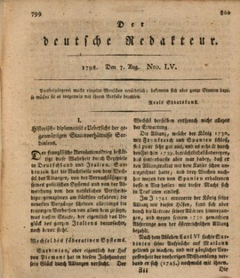 Der deutsche Redakteur Dienstag 7. August 1798