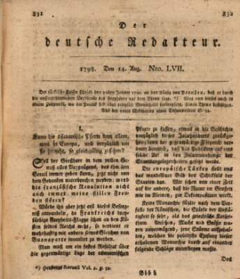 Der deutsche Redakteur Dienstag 14. August 1798