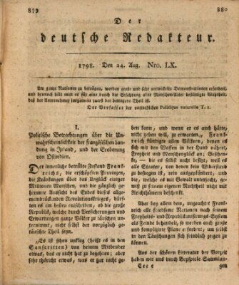 Der deutsche Redakteur Freitag 24. August 1798