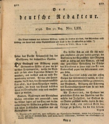 Der deutsche Redakteur Freitag 31. August 1798