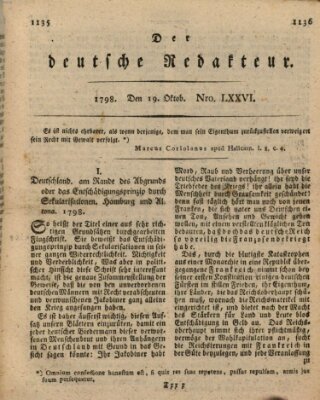 Der deutsche Redakteur Freitag 19. Oktober 1798