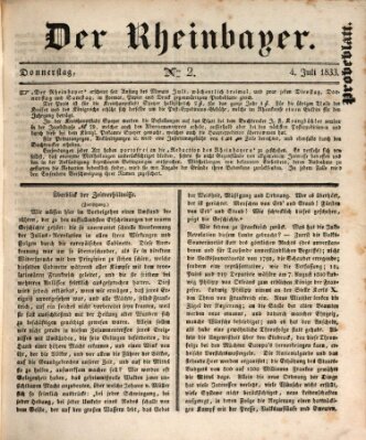 Der Rheinbayer Donnerstag 4. Juli 1833