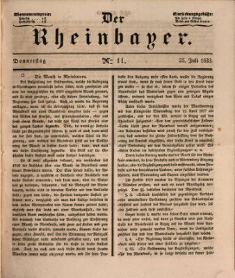 Der Rheinbayer Donnerstag 25. Juli 1833