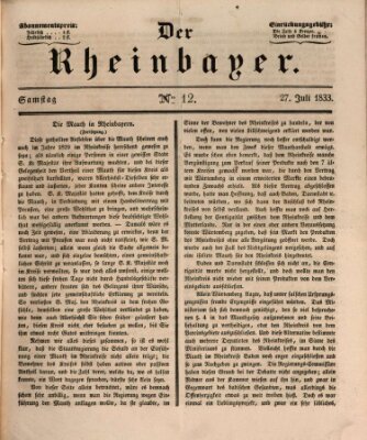 Der Rheinbayer Samstag 27. Juli 1833