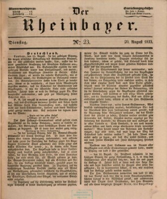 Der Rheinbayer Dienstag 20. August 1833