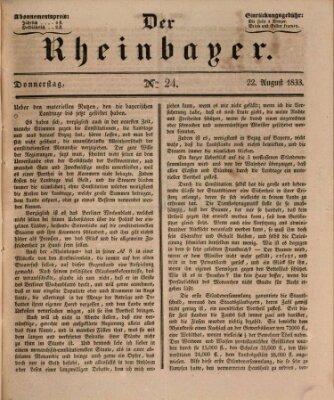 Der Rheinbayer Donnerstag 22. August 1833