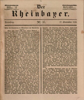 Der Rheinbayer Dienstag 17. September 1833