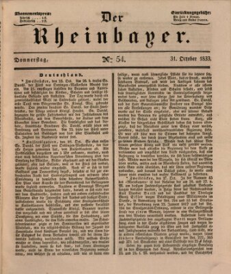 Der Rheinbayer Donnerstag 31. Oktober 1833