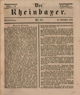 Der Rheinbayer Donnerstag 14. November 1833