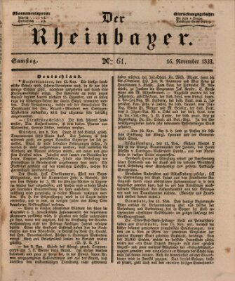 Der Rheinbayer Samstag 16. November 1833