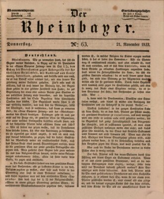 Der Rheinbayer Donnerstag 21. November 1833