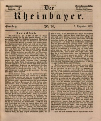Der Rheinbayer Samstag 7. Dezember 1833
