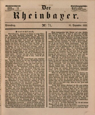 Der Rheinbayer Dienstag 10. Dezember 1833