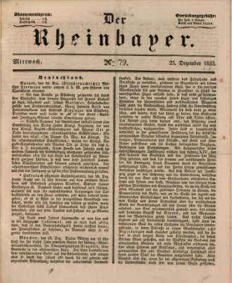 Der Rheinbayer Mittwoch 25. Dezember 1833