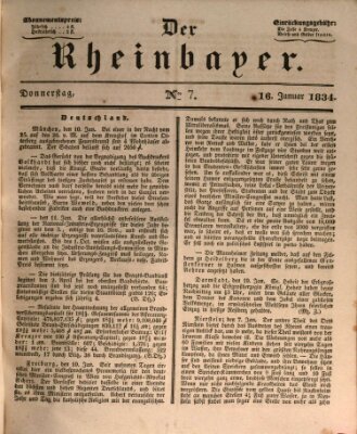 Der Rheinbayer Donnerstag 16. Januar 1834