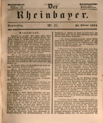 Der Rheinbayer Donnerstag 20. Februar 1834