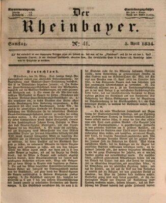 Der Rheinbayer Samstag 5. April 1834