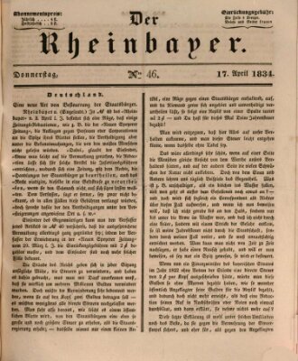 Der Rheinbayer Donnerstag 17. April 1834