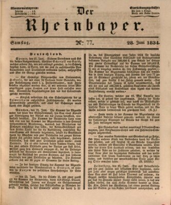 Der Rheinbayer Samstag 28. Juni 1834