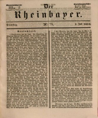 Der Rheinbayer Dienstag 1. Juli 1834