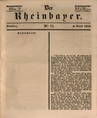 Der Rheinbayer Samstag 2. August 1834