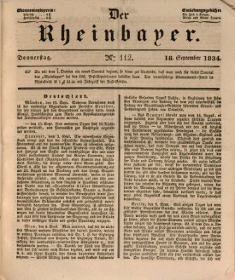 Der Rheinbayer Donnerstag 18. September 1834