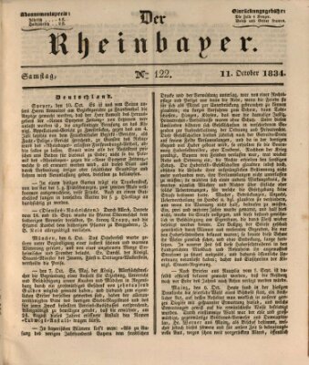 Der Rheinbayer Samstag 11. Oktober 1834