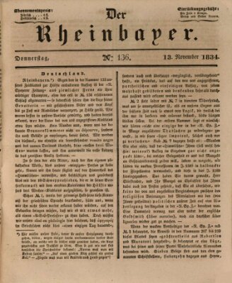 Der Rheinbayer Donnerstag 13. November 1834