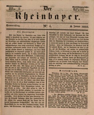 Der Rheinbayer Donnerstag 8. Januar 1835