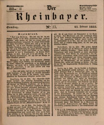 Der Rheinbayer Samstag 21. Februar 1835