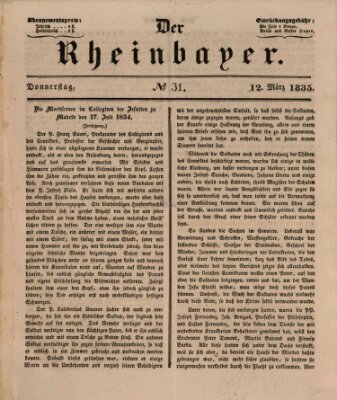 Der Rheinbayer Donnerstag 12. März 1835