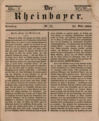 Der Rheinbayer Dienstag 31. März 1835