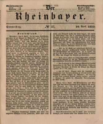 Der Rheinbayer Donnerstag 16. April 1835