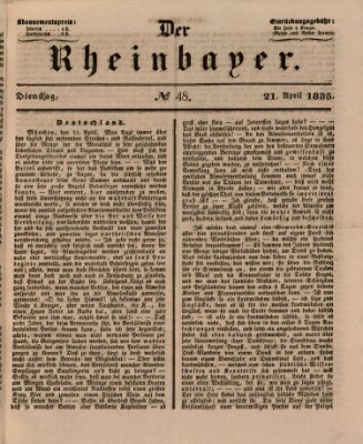 Der Rheinbayer Dienstag 21. April 1835