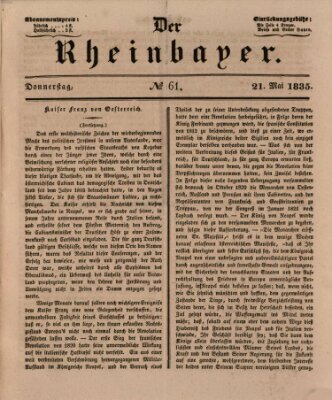 Der Rheinbayer Donnerstag 21. Mai 1835